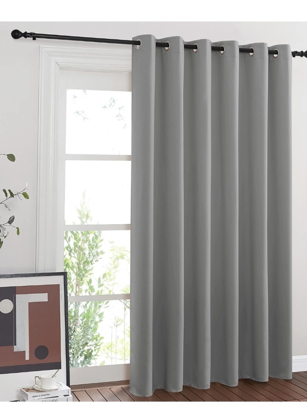 NICETOWN Blackout Patio Sliding Door Curtain Panel 80" x 84" Silver Grey Grommet